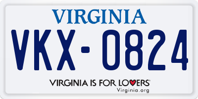 VA license plate VKX0824