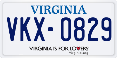 VA license plate VKX0829