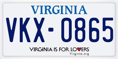VA license plate VKX0865