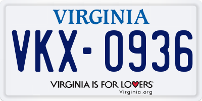 VA license plate VKX0936