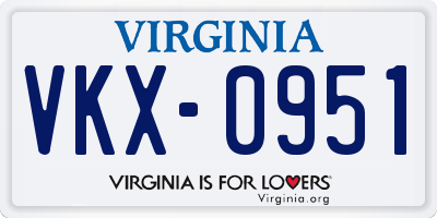VA license plate VKX0951