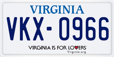 VA license plate VKX0966
