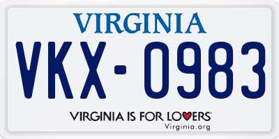 VA license plate VKX0983