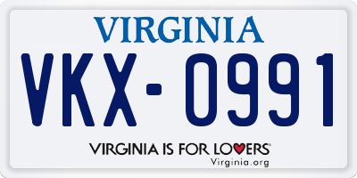 VA license plate VKX0991
