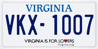 VA license plate VKX1007