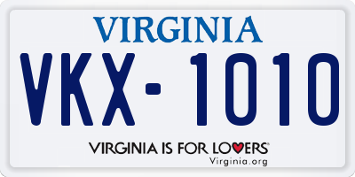 VA license plate VKX1010