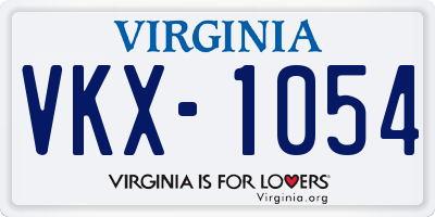 VA license plate VKX1054