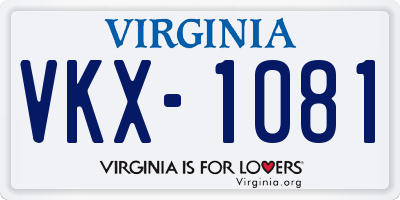 VA license plate VKX1081