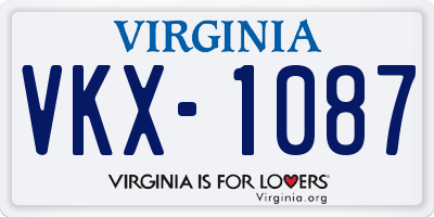 VA license plate VKX1087