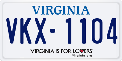 VA license plate VKX1104