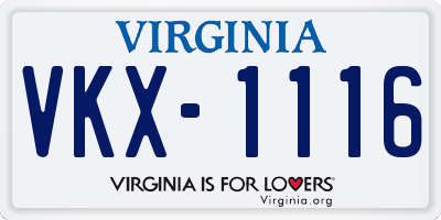 VA license plate VKX1116