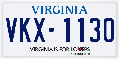 VA license plate VKX1130