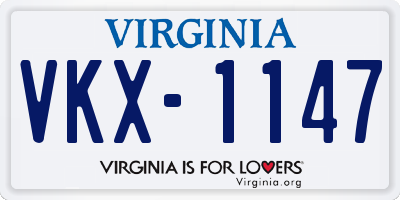 VA license plate VKX1147