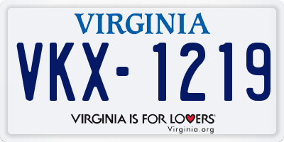 VA license plate VKX1219
