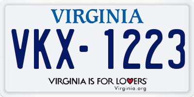 VA license plate VKX1223