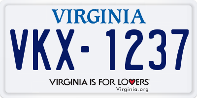 VA license plate VKX1237