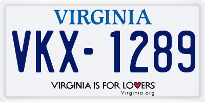 VA license plate VKX1289