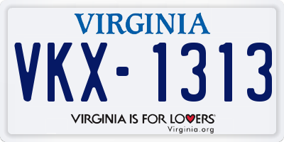 VA license plate VKX1313