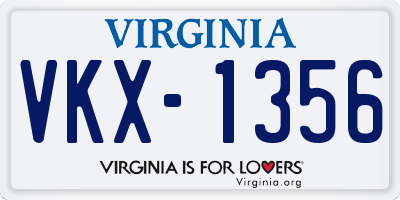 VA license plate VKX1356