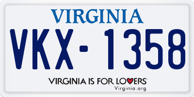 VA license plate VKX1358