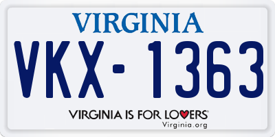 VA license plate VKX1363