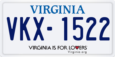 VA license plate VKX1522