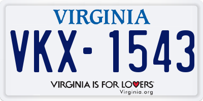 VA license plate VKX1543