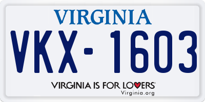 VA license plate VKX1603