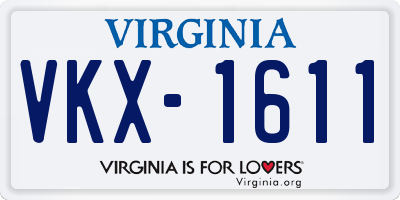 VA license plate VKX1611