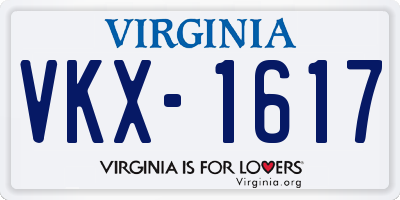 VA license plate VKX1617