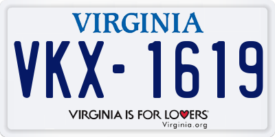 VA license plate VKX1619