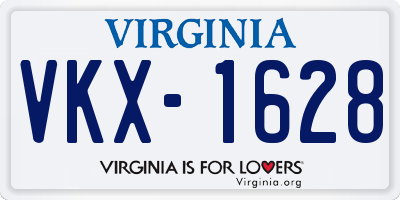 VA license plate VKX1628