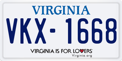 VA license plate VKX1668