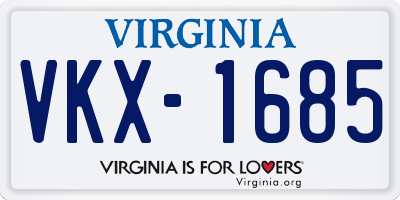 VA license plate VKX1685