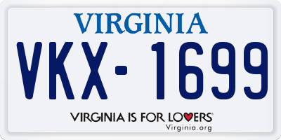 VA license plate VKX1699