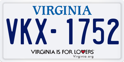 VA license plate VKX1752