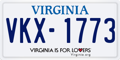 VA license plate VKX1773