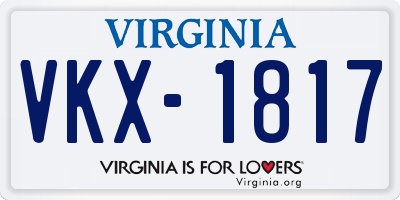 VA license plate VKX1817