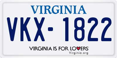 VA license plate VKX1822