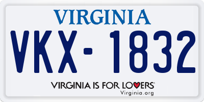 VA license plate VKX1832
