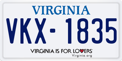 VA license plate VKX1835