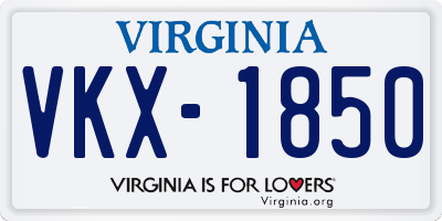 VA license plate VKX1850
