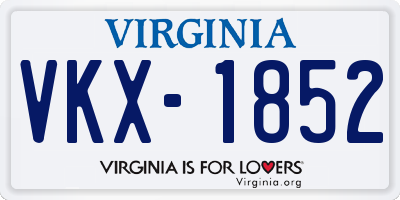 VA license plate VKX1852