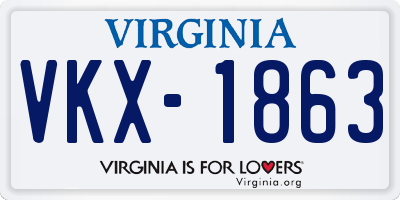 VA license plate VKX1863