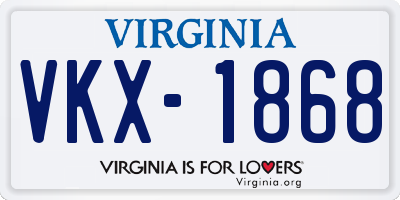 VA license plate VKX1868