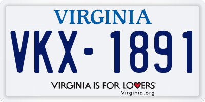 VA license plate VKX1891
