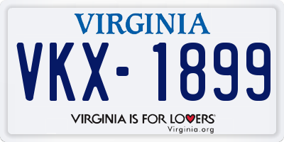 VA license plate VKX1899