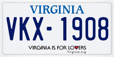 VA license plate VKX1908