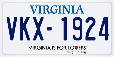 VA license plate VKX1924