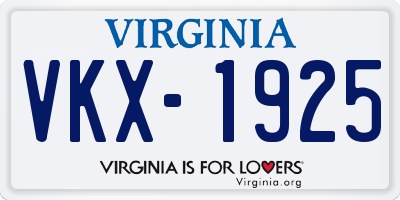 VA license plate VKX1925